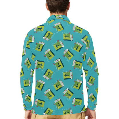 Bible Pattern Print Design 01 Long Sleeve Polo Shirt For Men's