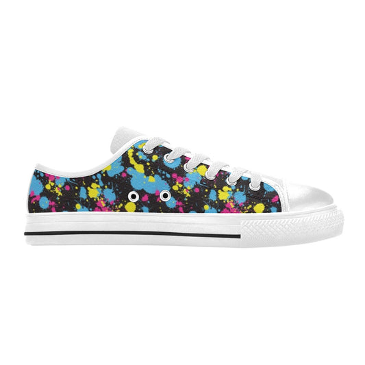 Splatter Colorful Print Design LKS301 Women's White Low Top Shoes