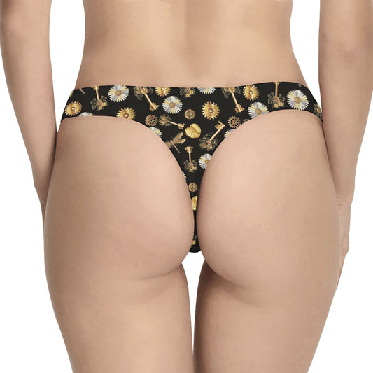 Steampunk Dragonfly Design Themed Print Women's Thongs