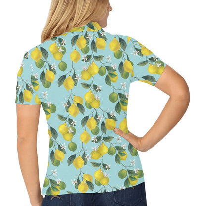 Lemon Pattern Print Design LM05 Women's Polo Shirt