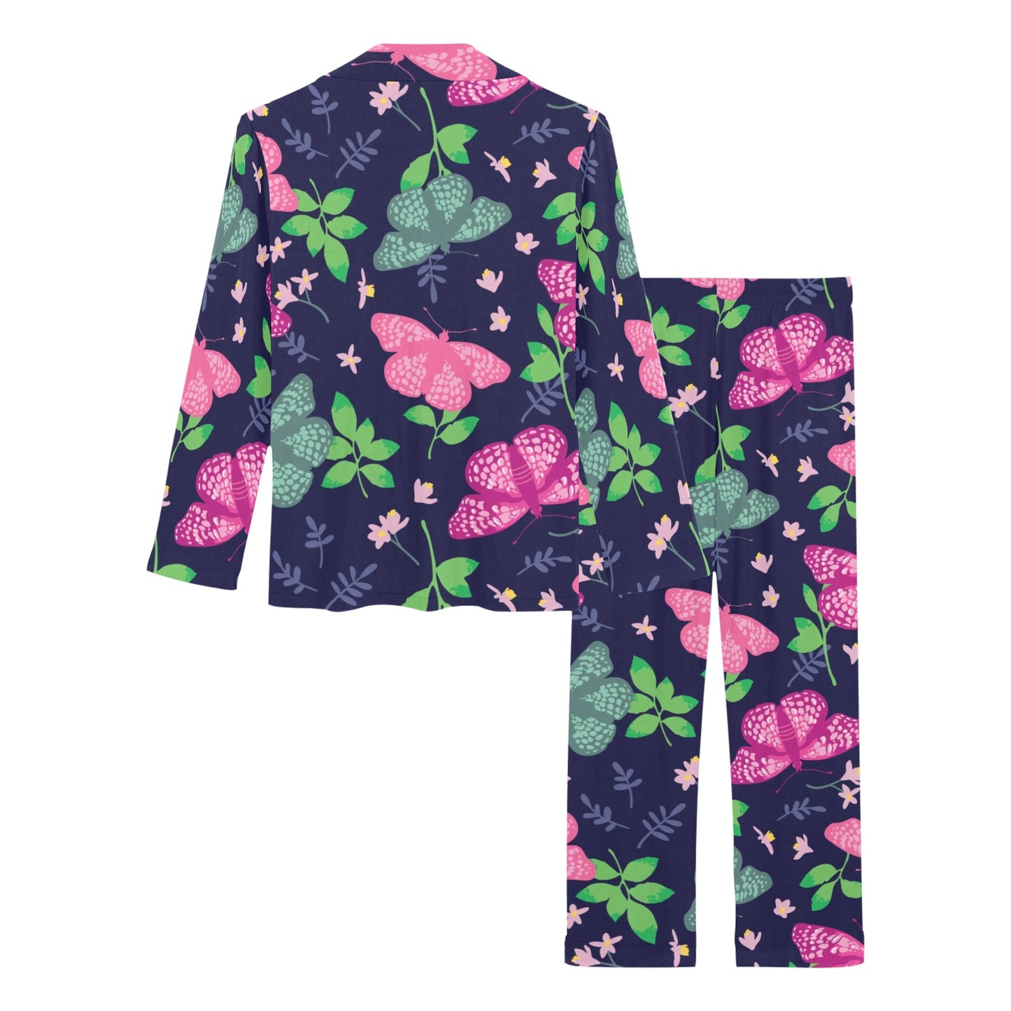 Monarch Butterfly Pattern Print Design 03 Women's Long Pajama Set