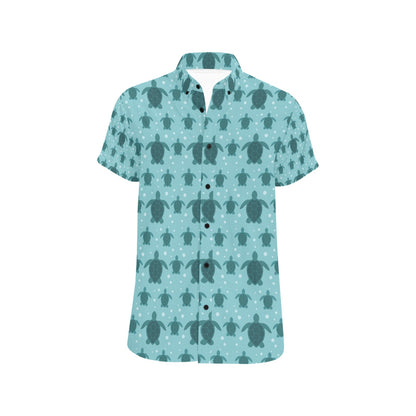 Sea Turtle Print Design LKS305 Men Short Sleeve Button Up Shirt