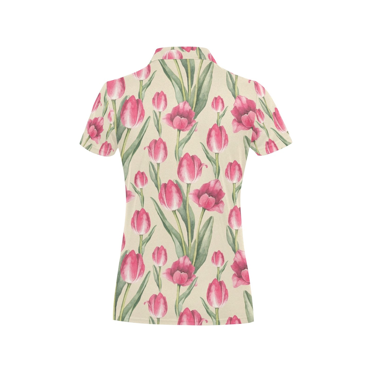 Tulip Pink Pattern Print Design TP06 Women's Polo Shirt
