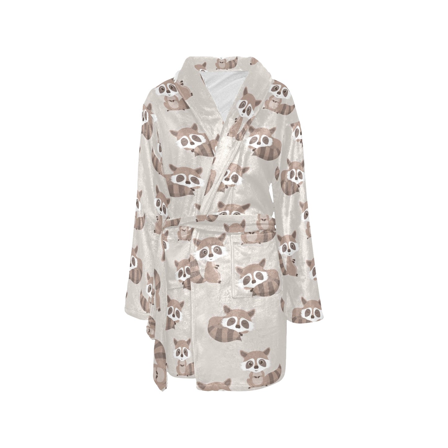 Raccoon Pattern Print Design A05 Women's Fleece Robe