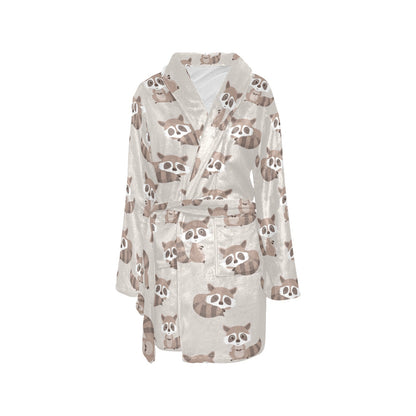 Raccoon Pattern Print Design A05 Women's Fleece Robe