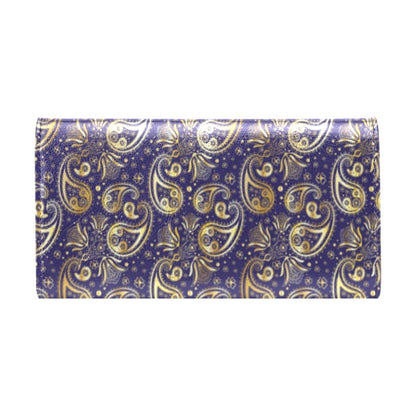 Paisley Blue Yellow Design Print Women's Trifold Wallet
