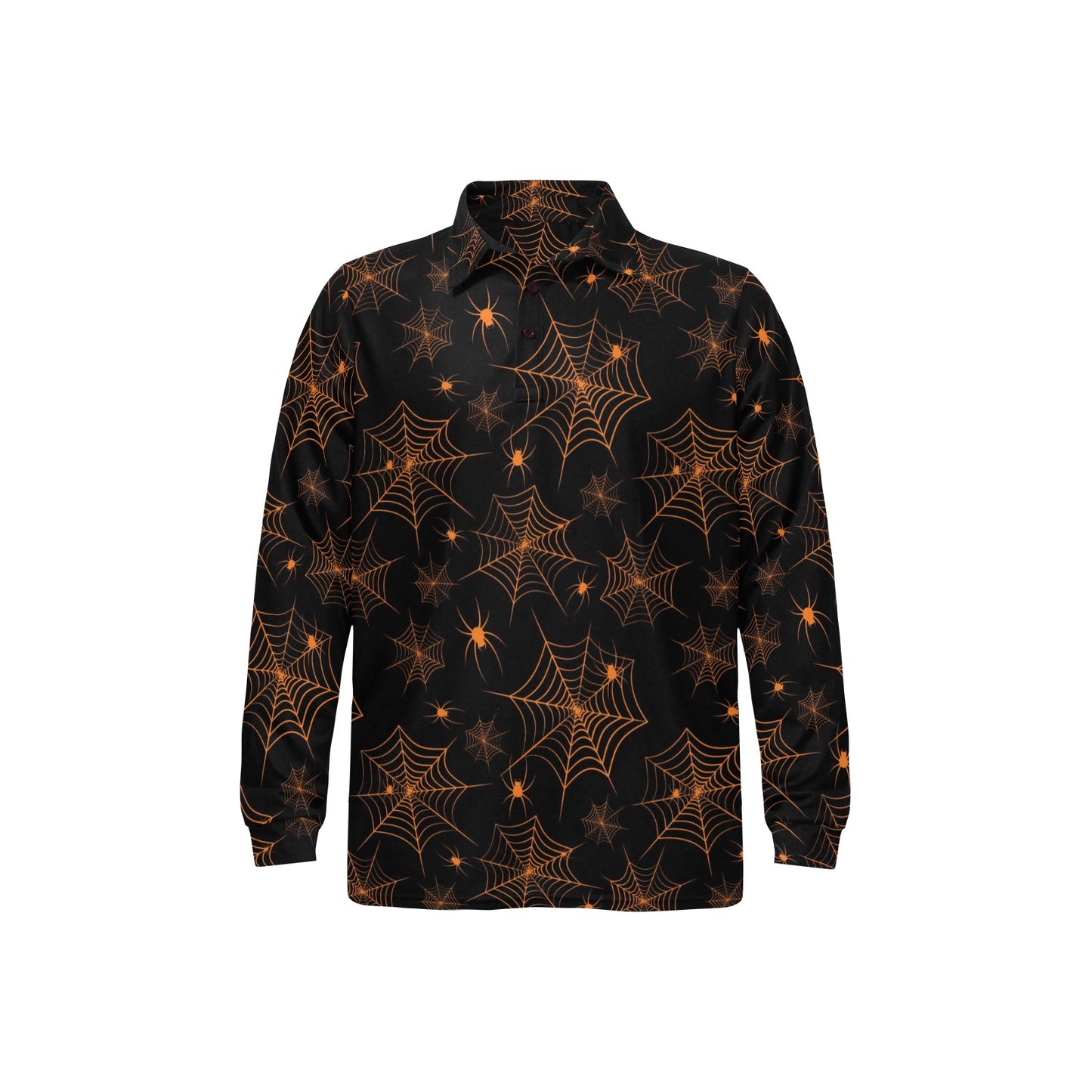 Spider Web Print Design LKS306 Long Sleeve Polo Shirt For Men's