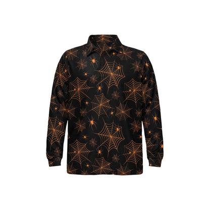 Spider Web Print Design LKS306 Long Sleeve Polo Shirt For Men's