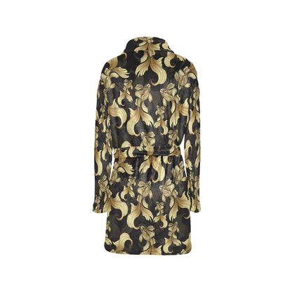 Goldfish Pattern Print Design 02 Women's Fleece Robe