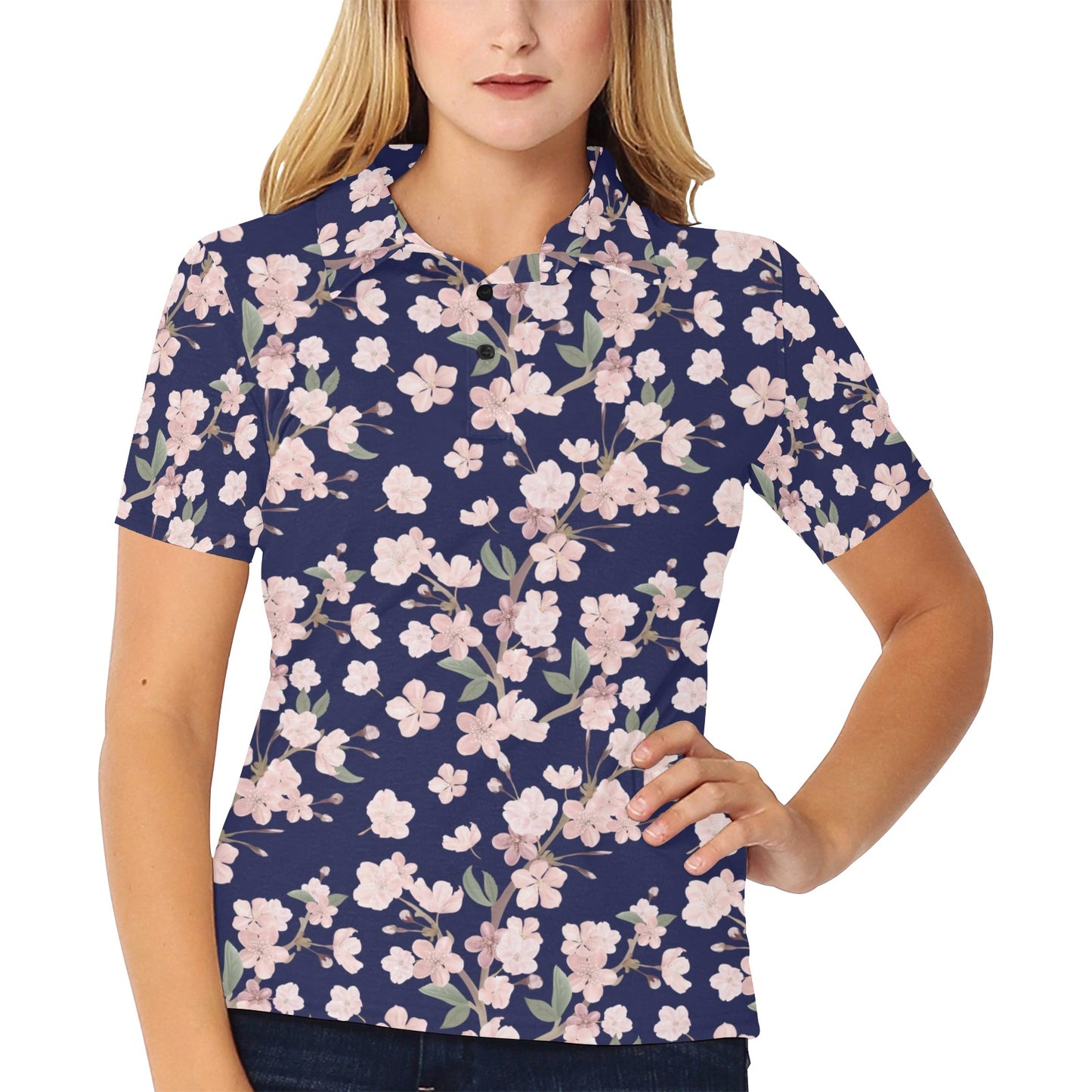 Sakura Print Design LKS301 Women's Polo Shirt