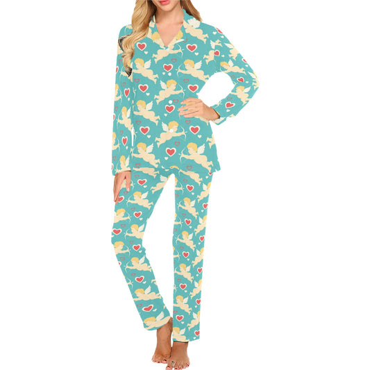 Cupid Pattern Print Design 01 Women's Long Pajama Set