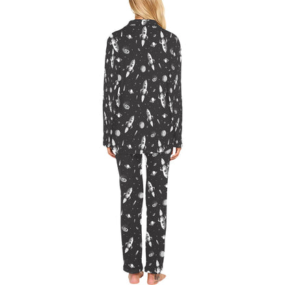 Space Rocket Print Design LKS303 Women's Long Pajama Set
