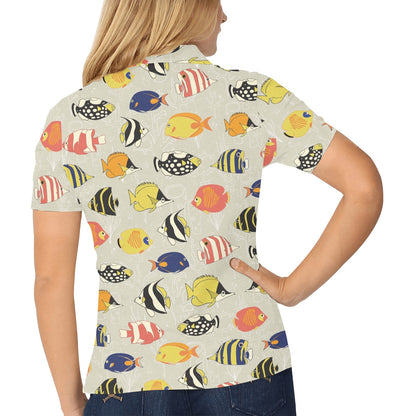 Angelfish Print Design LKS401 Women's Polo Shirt