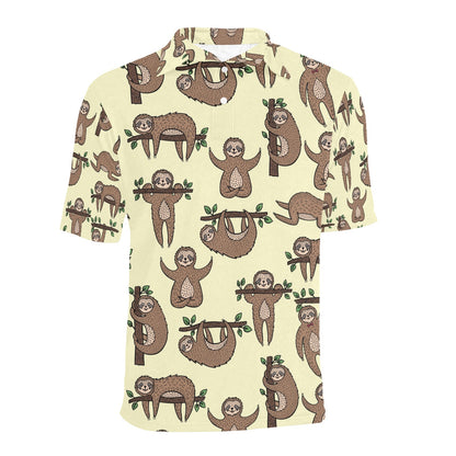 Sloth Print Design LKS3010 Men Polo Shirt
