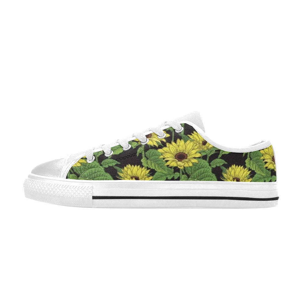 Sunflower Print Design LKS3010 Women's White Low Top Shoes