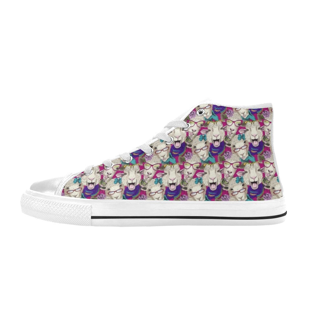 Sheep Print Design LKS403 Men's High Top Canvas Shoes
