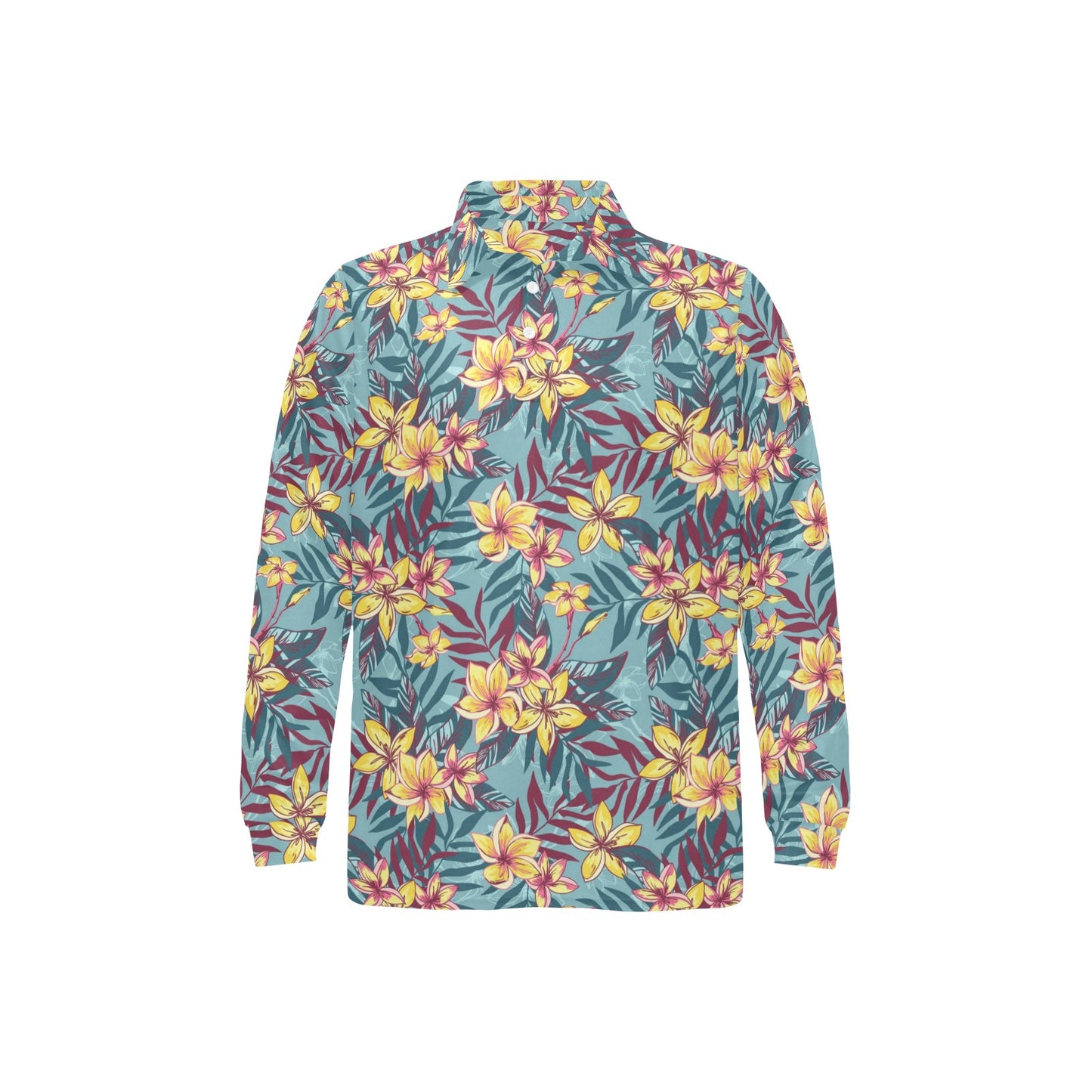 Summer Floral Print Design LKS304 Long Sleeve Polo Shirt For Men's