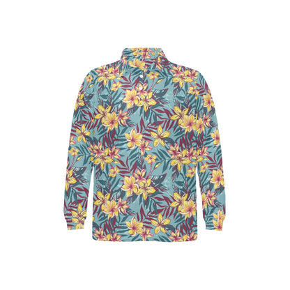 Summer Floral Print Design LKS304 Long Sleeve Polo Shirt For Men's