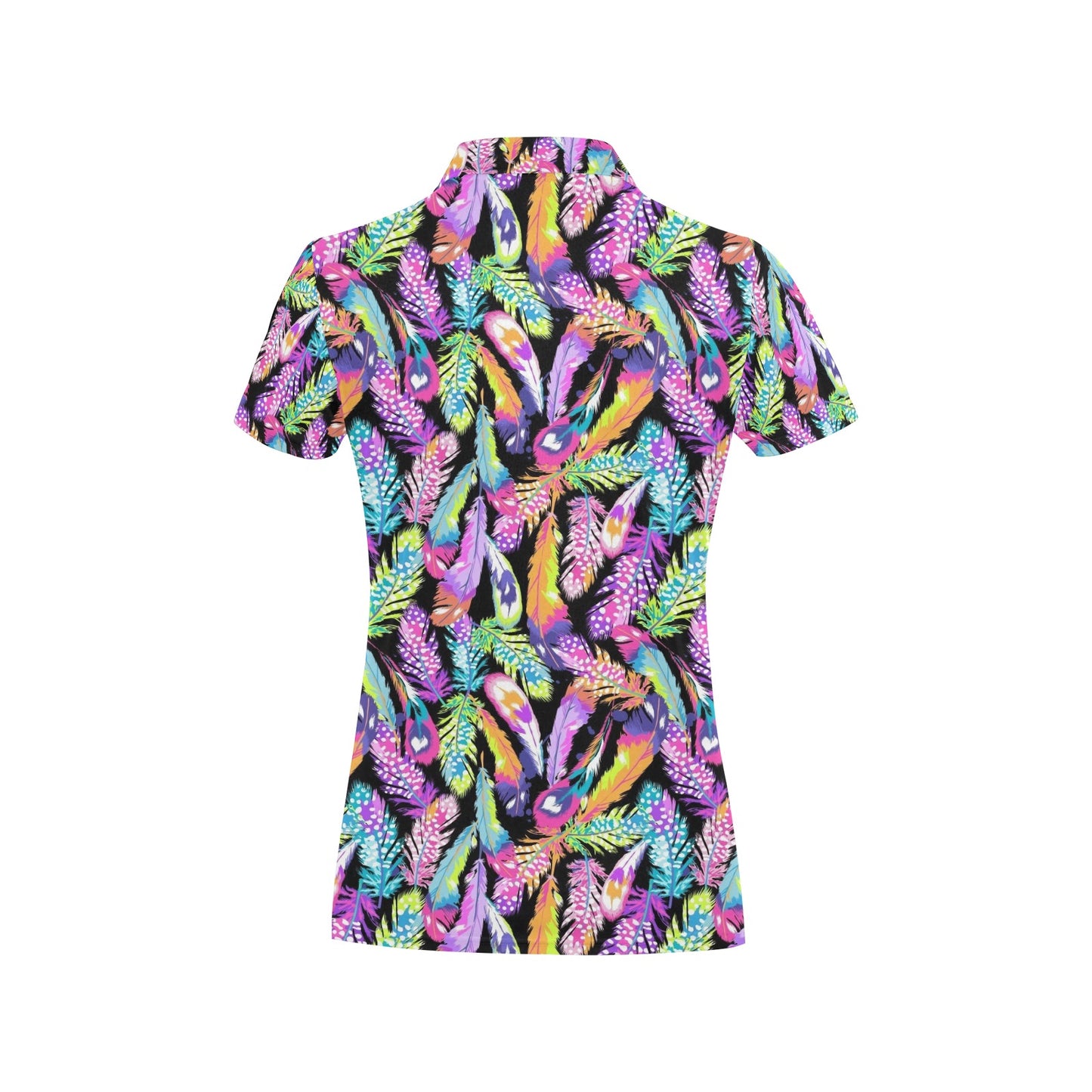 Neon Feather Pattern Print Design A02 Women's Polo Shirt