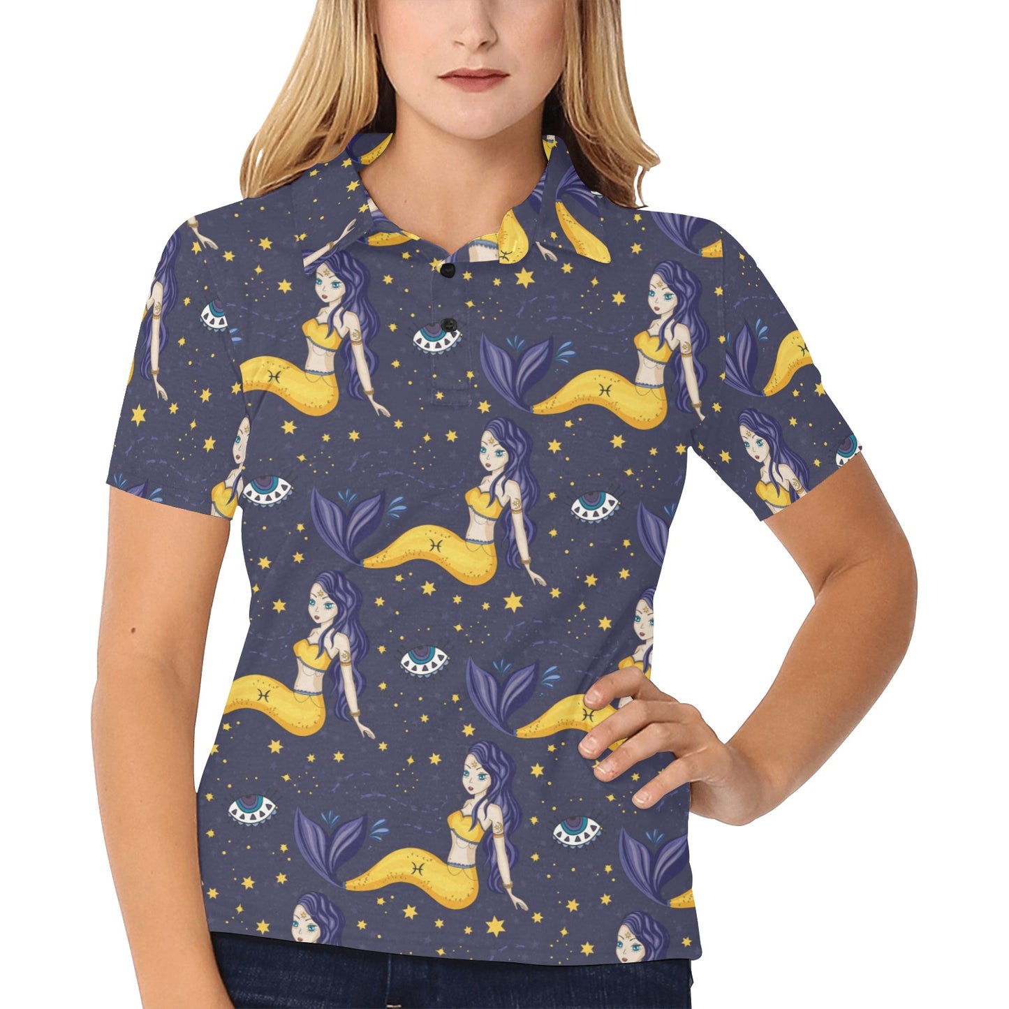 Pisces Pattern Print Design A04 Women's Polo Shirt