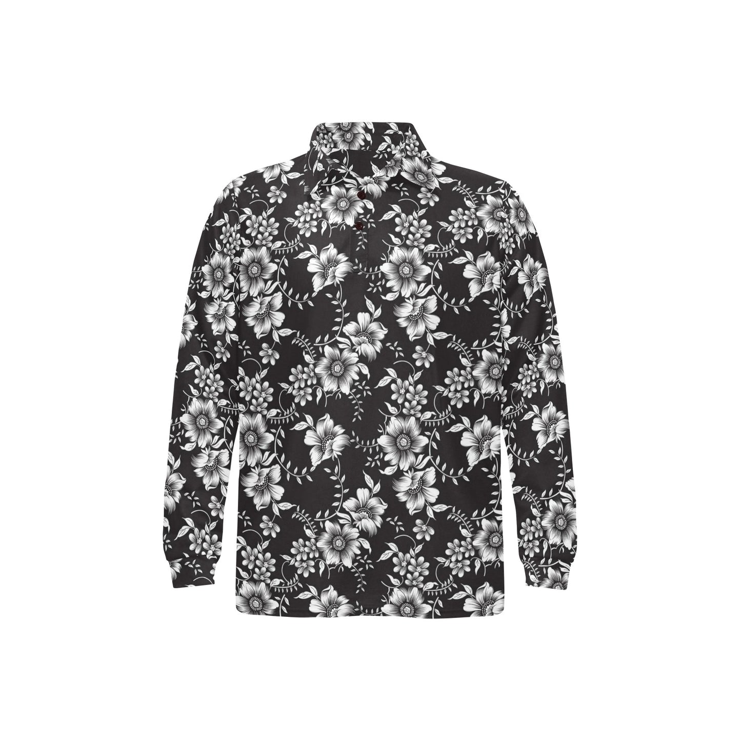 Gerberas Pattern Print Design GB02 Long Sleeve Polo Shirt For Men's