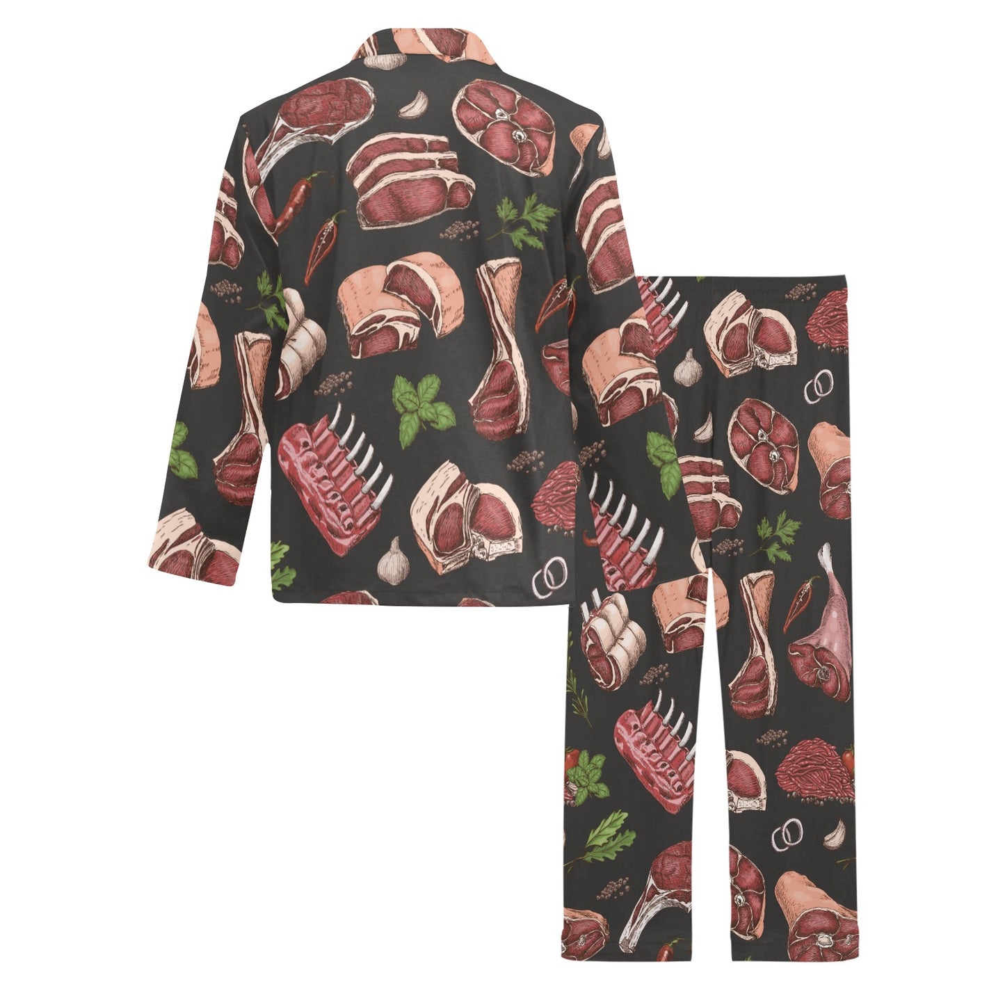 Meat Pattern Print Design 02 Men's Long Pajama Set