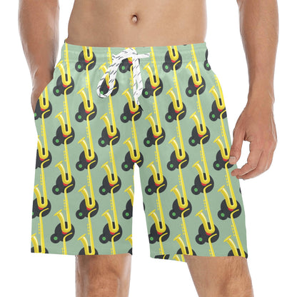 Saxophone Print Design LKS405 Men's Swim Trunks Beach Shorts