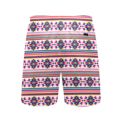 Indian Navajo Neon Themed Design Print Men's Swim Trunks Beach Shorts