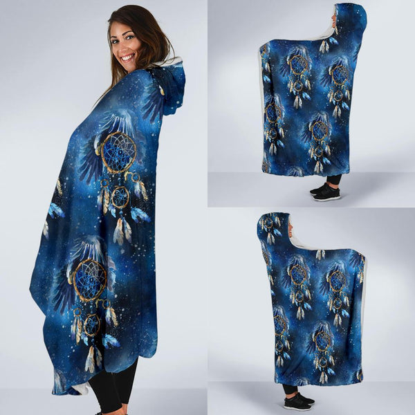 Feather Vintage Dream Catcher Pattern Print Hooded Blanket