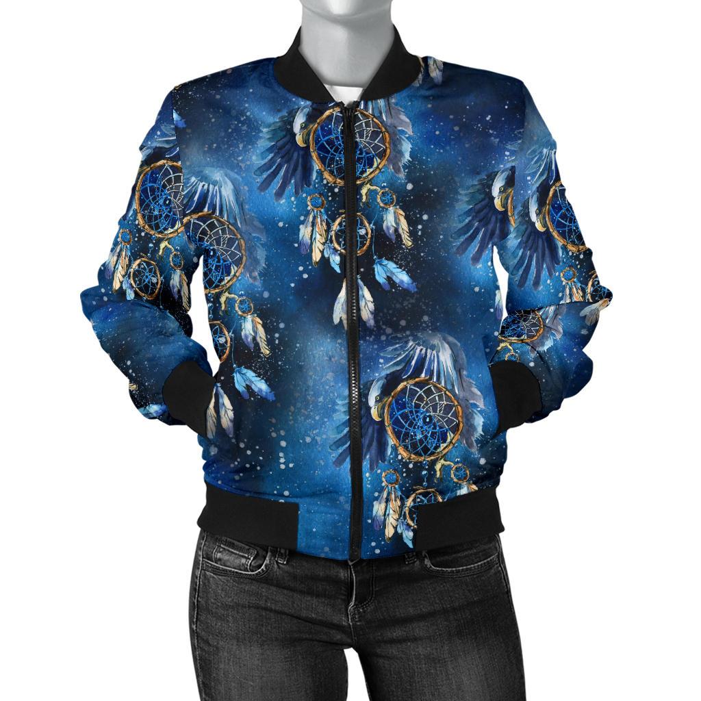 Eagles Dream Catcher Themed Women Casual Bomber Jacket