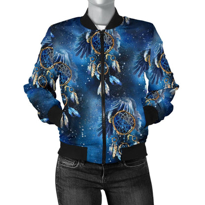 Eagles Dream Catcher Themed Women Casual Bomber Jacket