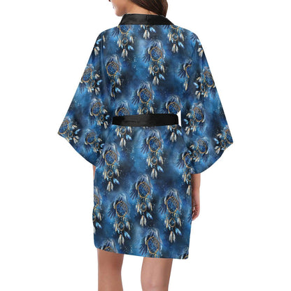 Eagles Dream Catcher Themed Women Short Kimono Robe