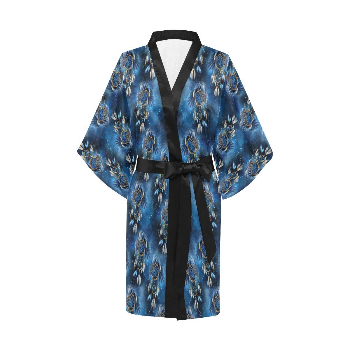 Eagles Dream Catcher Themed Women Short Kimono Robe
