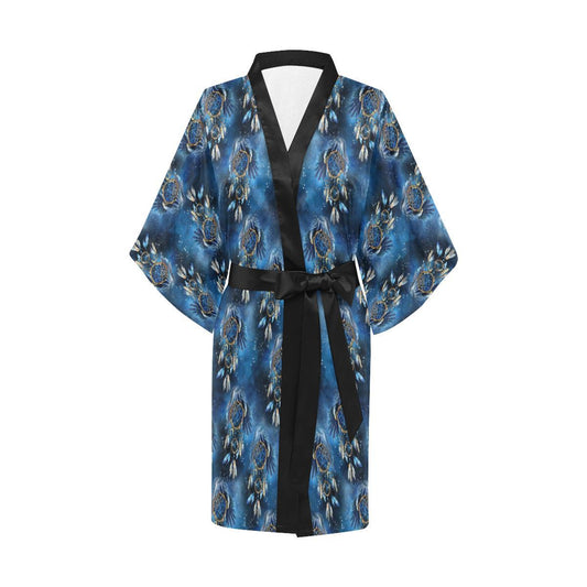 Eagles Dream Catcher Themed Women Short Kimono Robe