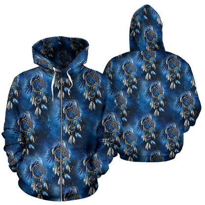 Eagles Dream Catcher Themed Zip Up Hoodie