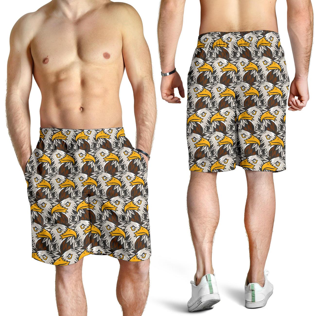 Eagles Head Pattern Mens Shorts-JTAMIGO.COM