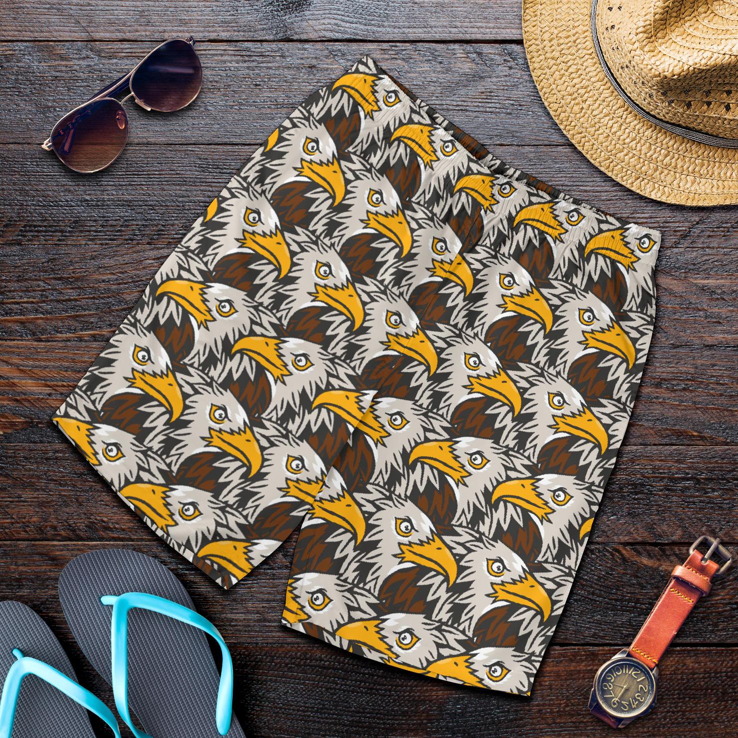 Eagles Head Pattern Mens Shorts-JTAMIGO.COM