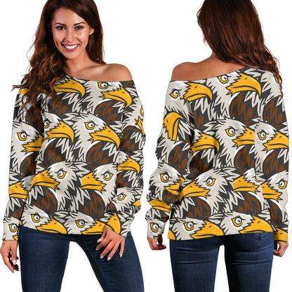 Eagles Head Pattern Off Shoulder Sweatshirt