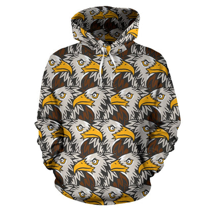 Eagles Head Pattern Pullover Hoodie