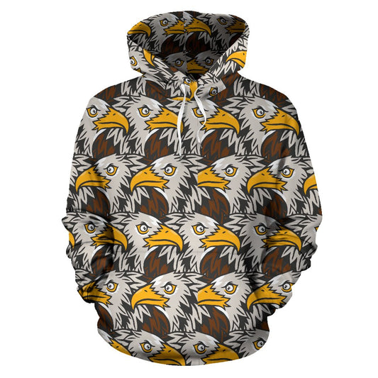 Eagles Head Pattern Pullover Hoodie
