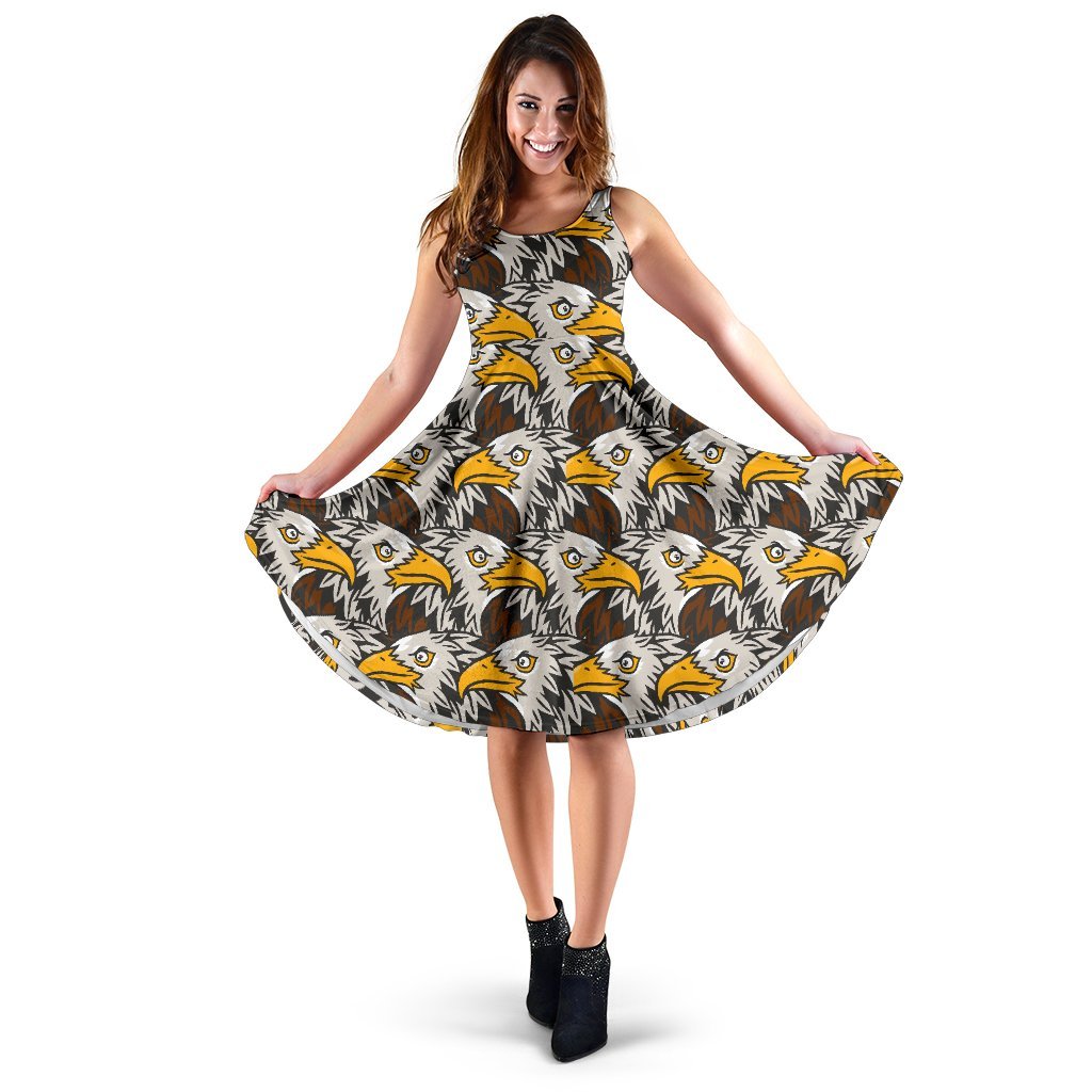 Eagles Head Pattern Sleeveless Dress
