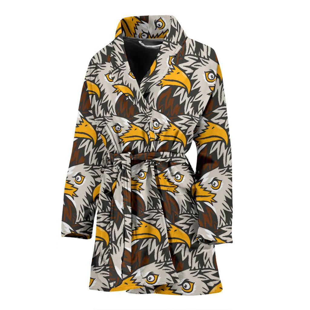 Eagles Head Pattern Women Bath Robe-JTAMIGO.COM