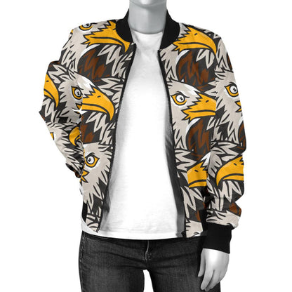 Eagles Head Pattern Women Casual Bomber Jacket