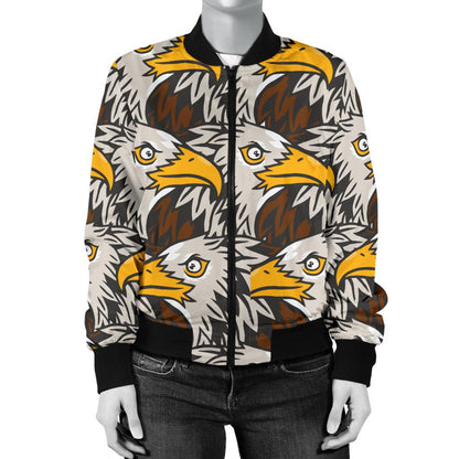 Eagles Head Pattern Women Casual Bomber Jacket
