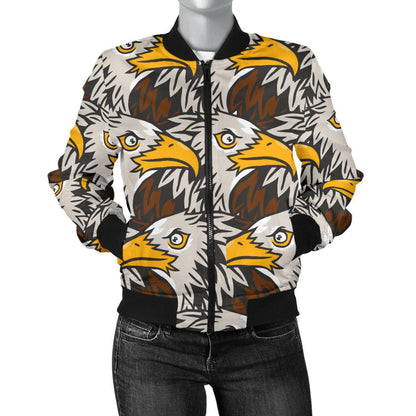 Eagles Head Pattern Women Casual Bomber Jacket