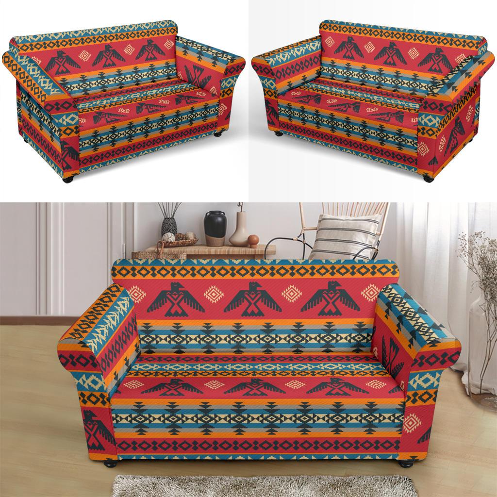 Eagles Native American Design Loveseat Couch Slipcover - JTAMIGO