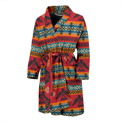Eagles Native American Design Men Bath Robe-JTAMIGO.COM