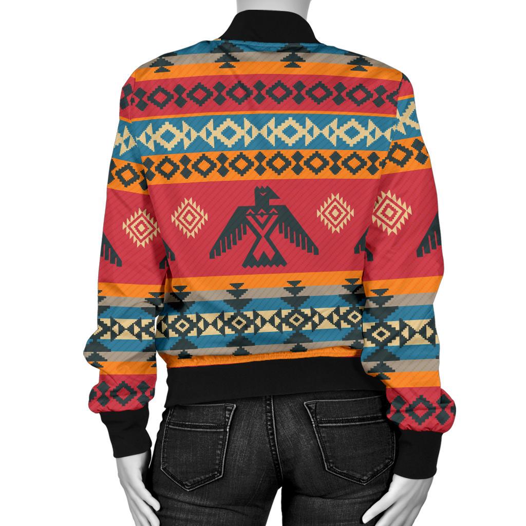 Eagles Native American Design Women Casual Bomber Jacket