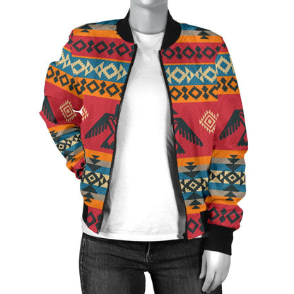 Eagles Native American Design Women Casual Bomber Jacket