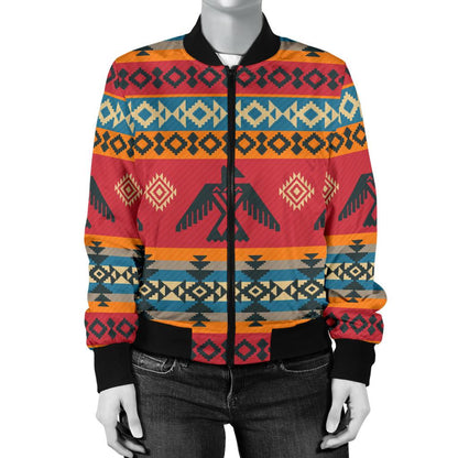 Eagles Native American Design Women Casual Bomber Jacket